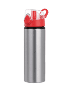 TOMATODO ALUMINIO 750ML COLOR PLATA TAPA ROJA