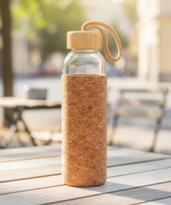 BOTELLA DE VIDRIO TAPA BAMBOO