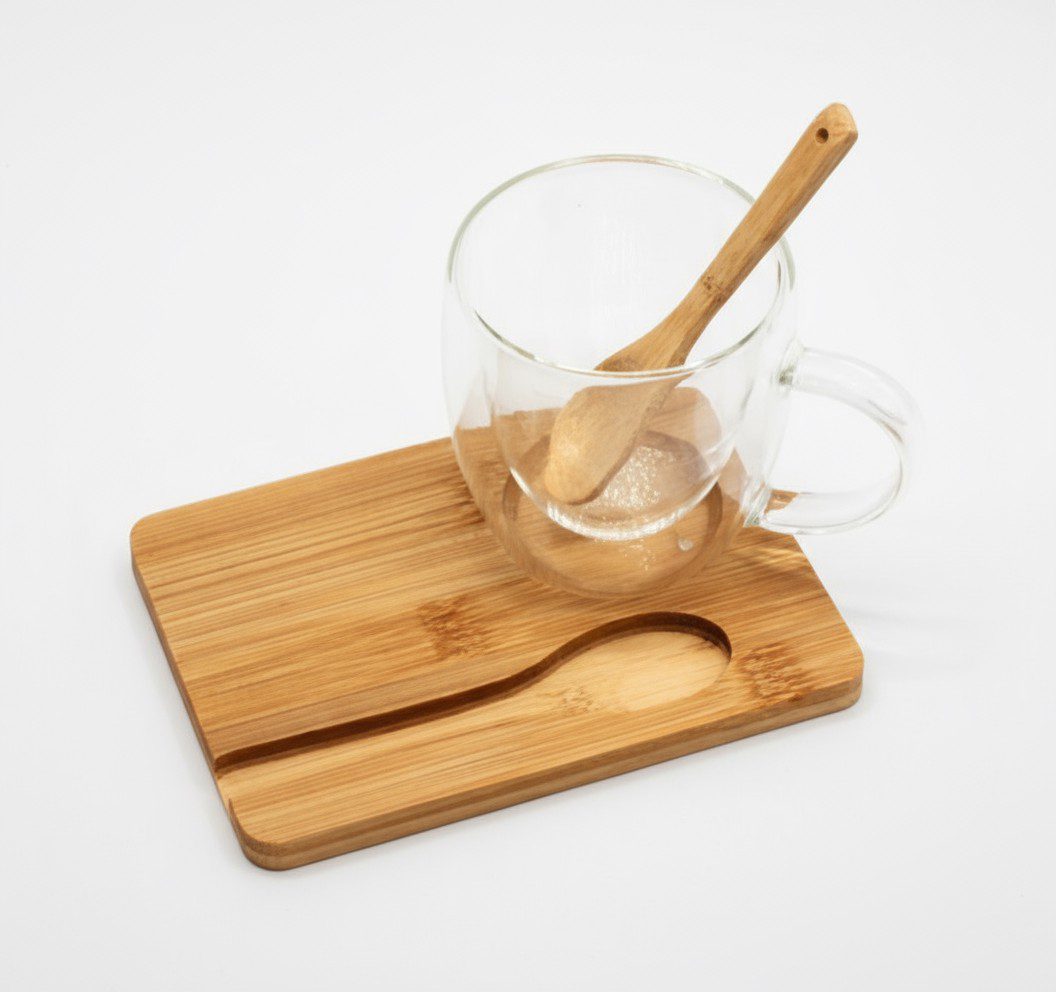 JUEGO DE TAZA CON CUCHARA Y BASE DE BAMBÚ - Imagen 4